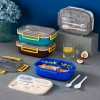 Cross-border lunch box, microwave oven heating bento box, simple fork and spoon tableware for work, PP sealed compartments lunch box Specification image